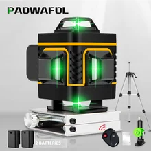 16/12 Lines 4D/3D Green Laser Level Self-Leveling Wireless Remote 360 Horizontal & Vertical Cross Lines With 1/2Batteries