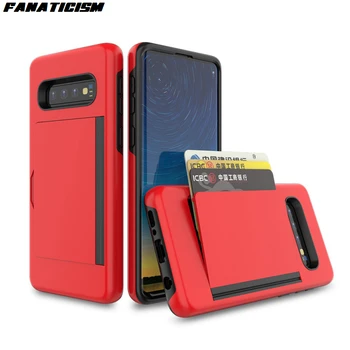 Kaufen 1000pcs Brieftasche ID Kreditkarte Halter Slot Fall Für Samsung Galaxy S10E S10 Plus 5G S10 Stoßfest PC + TPU Hybrid Flip Telefon Abdeckung