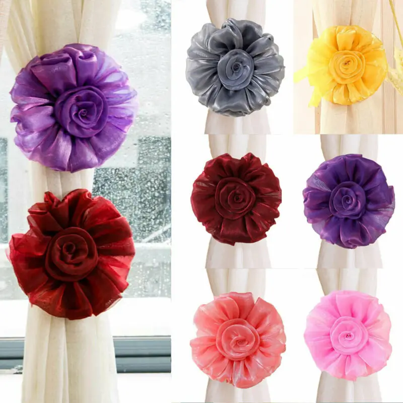 2 Pcs Window Curtain Flower Shape Tie Back Holder Home Decorations Decor 6 Colors | Дом и сад
