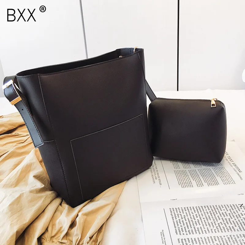 

[BXX] PU Leather Large Capacity Bucket Bags For Women 2020 Crossbody Shoulder Messenger Bag Lady Luxury Quality Handbags HK537