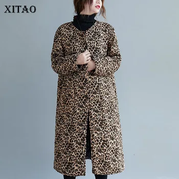 

XITAO Leopard Women Dress Fashion New Plus Size Pocket Goddess Fan Casual Single Breast Casual Style Minority Loose Dress ZY1781