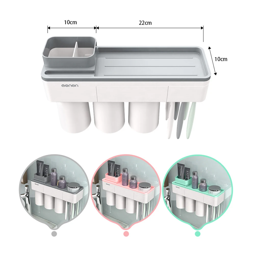 Держатель для зубной щетки аксессуары подставка для зубной пасты Органайзер стекло для зубной щетки es полка Магнитная Адсорбция с 2 чашками