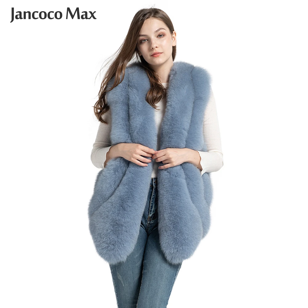 

2019 New Arrival Winter Warm Natural Fur Long Gilets Women Real Fox Fur Vest Luxury Fluffy S7429