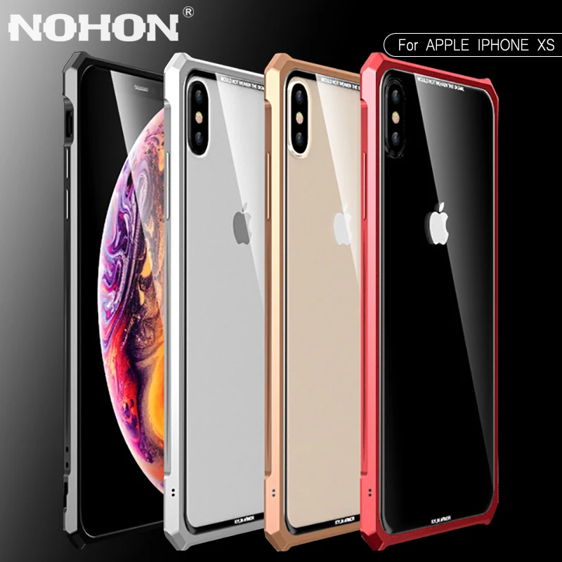 Nohon для Iphone XR стекло противоударный жесткий чехол для Iphone XS Max 7 8 Plus Алюминиевый металлический защитный бампер чехол для Iphone 8 7 Plus
