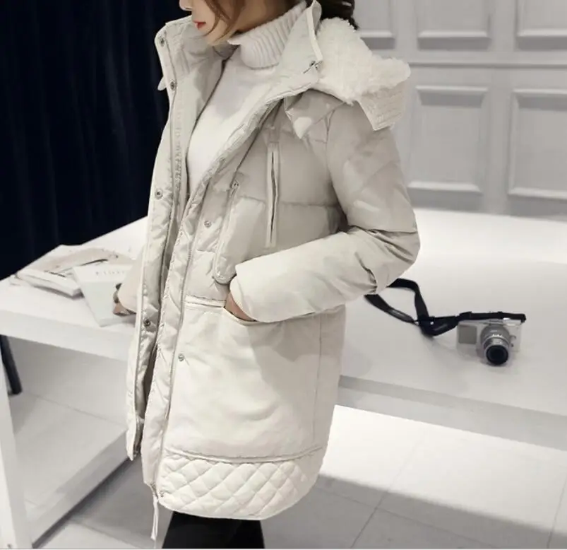 Russia -20 temperature Winter Women's Down Jacket Cotton Coat Thicken Long Slim Hooded Parker Coat Women's Warm Wool Apparel