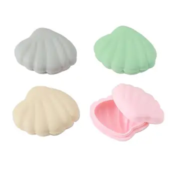 

4pcs Portable Jewelry Box Pill Cases Leak Proof Silicone Cream Shell Shape Storage Case Necklace Jewelry Organizer Box