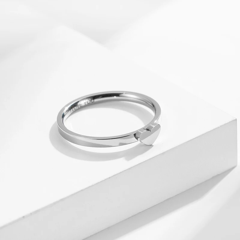 Heart Couple Rings For Lovers Stainless Steel Wedding Ring Set Women Love Jewelry Silver Color Valentine's Day Anniversary Gift wedding rings,finger rings,couple rings,stainless steel rings