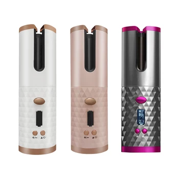 

Cordless Automatic Hair Curler USB Rechargeable Curling Iron Curls Waves LCD Display Ceramic Curly Rotating Curling Wave Style