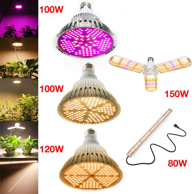 LEDGrowLightFullSpectrum80W100W120W150WE27WarmWhiteLED