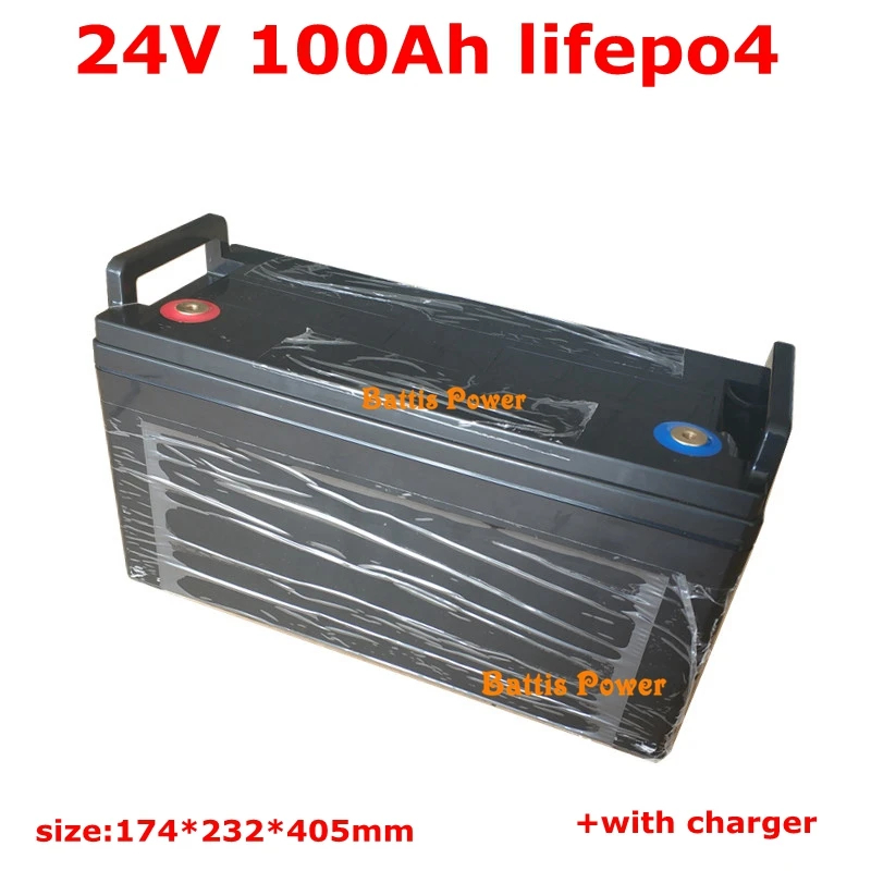 Водонепроницаемый 24V 100AH lifepo4 Батарея 100A BMS в нем для 4800 Вт солнечной энергии аккумуляторной батареи вилка RV EV AGV резервного питания+ 10A Зарядное устройство