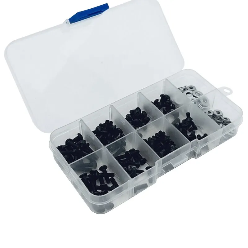 340/180pcs 10 Types M3 M4 Flat Round Screw Stainless Steel Screws Kit Box Repair Tools For 1/10 HSP RC Car