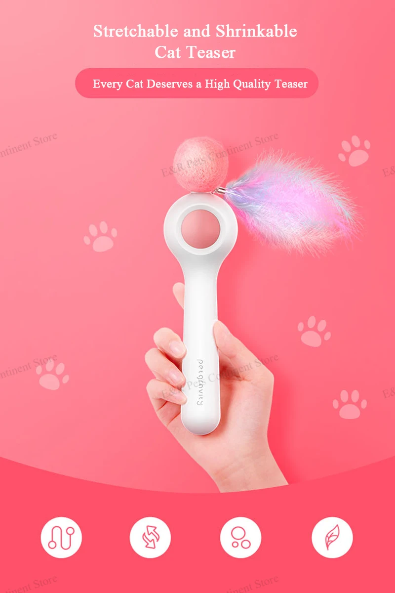 

Cat Supplies Stretchable and Shrinkable Cat Teaser Kitten Play Interactive Fun Toy Cat Wand Pet Rod Lovely Toy
