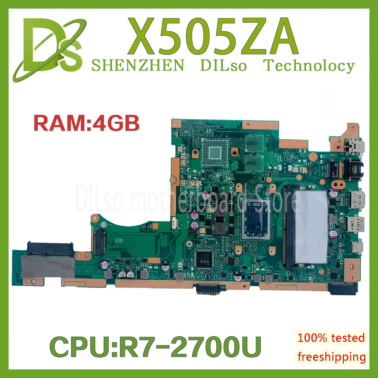 X505ZA оригинальная материнская плата для ASUS X505Z A580Z A505Z K550A aptop с R7-2700U 4 ГБ/RAM 100% хорошо