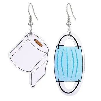 

New Fashion Exaggerated Creative Leather Irregular Face Mask Toilet Paper Drop Earrings for Women Funny DIY Dangle Earrings