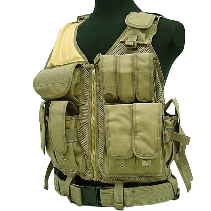 Sand Военный Тактический Жилет Molle для пейнтбола, открытый жилет для страйкбола, для стрельбы, штурмовая пластина, жилет с кобурой, аксессуары для охоты - Цвет: Sand