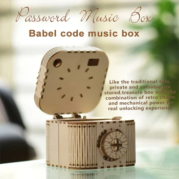 

Wooden Music Box Model Handmade Set 3D Puzzle Educational Engineering Toy Suitable For Birthday Christmas Gift Hand Cranked Deco