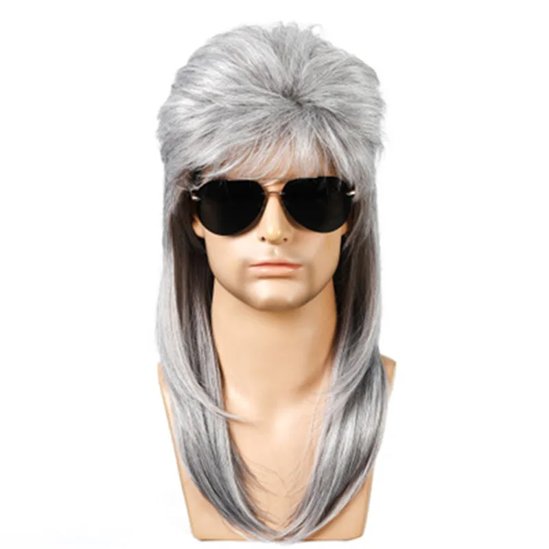 GORWAVCI Mens Retro 70s 80s Disco Rocker Mullet Wig Fancy Party Accessory Cosplay Wig
