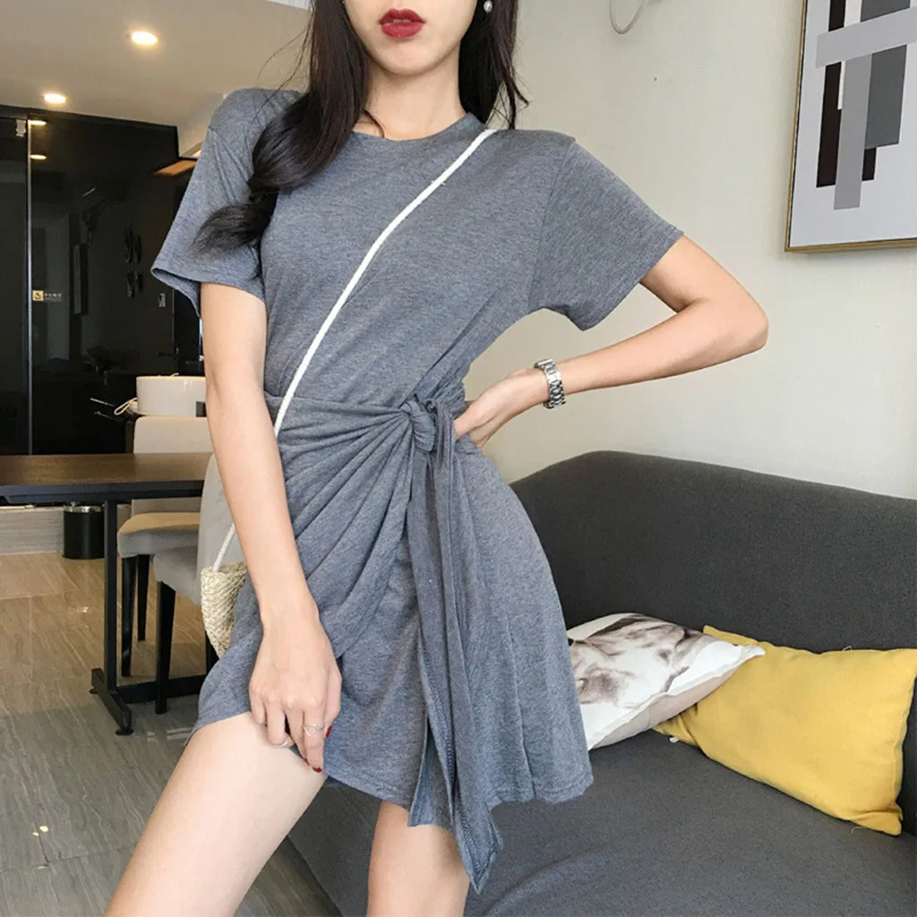 Jaycosin Romance Elegant Mini Dresses Women 2020 Summer O Neck Solid Ladies Street Beach Leisure Vacation Short Dresses Mujer227