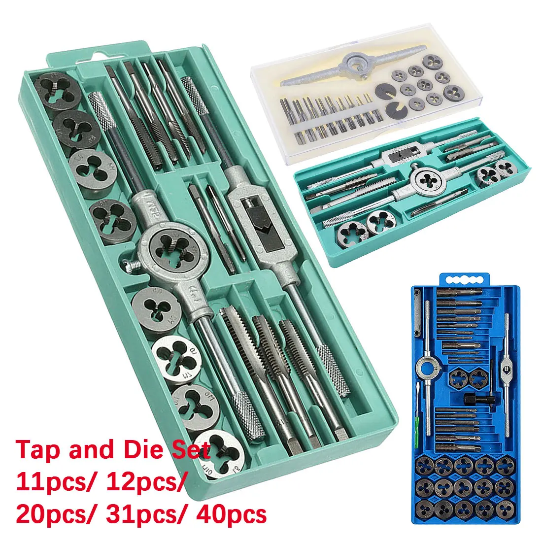 12Pcs Metric Tap and Die Set Alloy Screw Screwdriver Thread Wrench Hand Tool Kit 