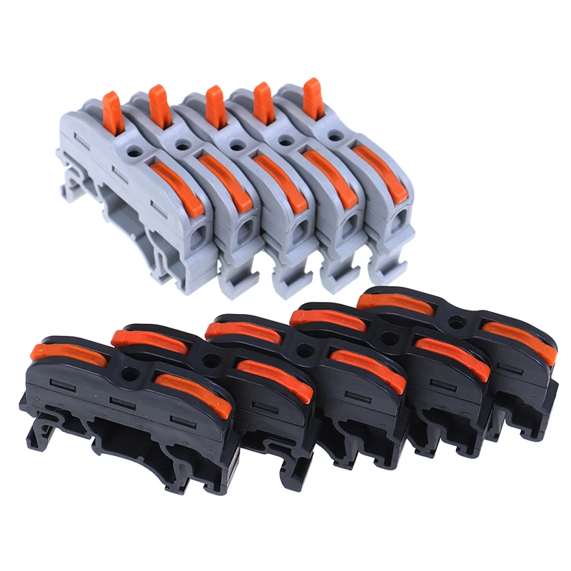 

10 Pcs Black 1 Pin Din Rail Universal Compact Cable Wiring Connector Terminal Block Guide Rail Type Connector