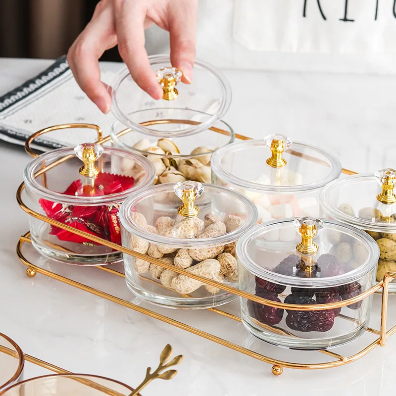 Nordic Fruit Dessert Snacks Serving Platter Glasses Bowl With Lid Party Candy Nuts Salad Dishes Plate Cake Food Kitchen Plate