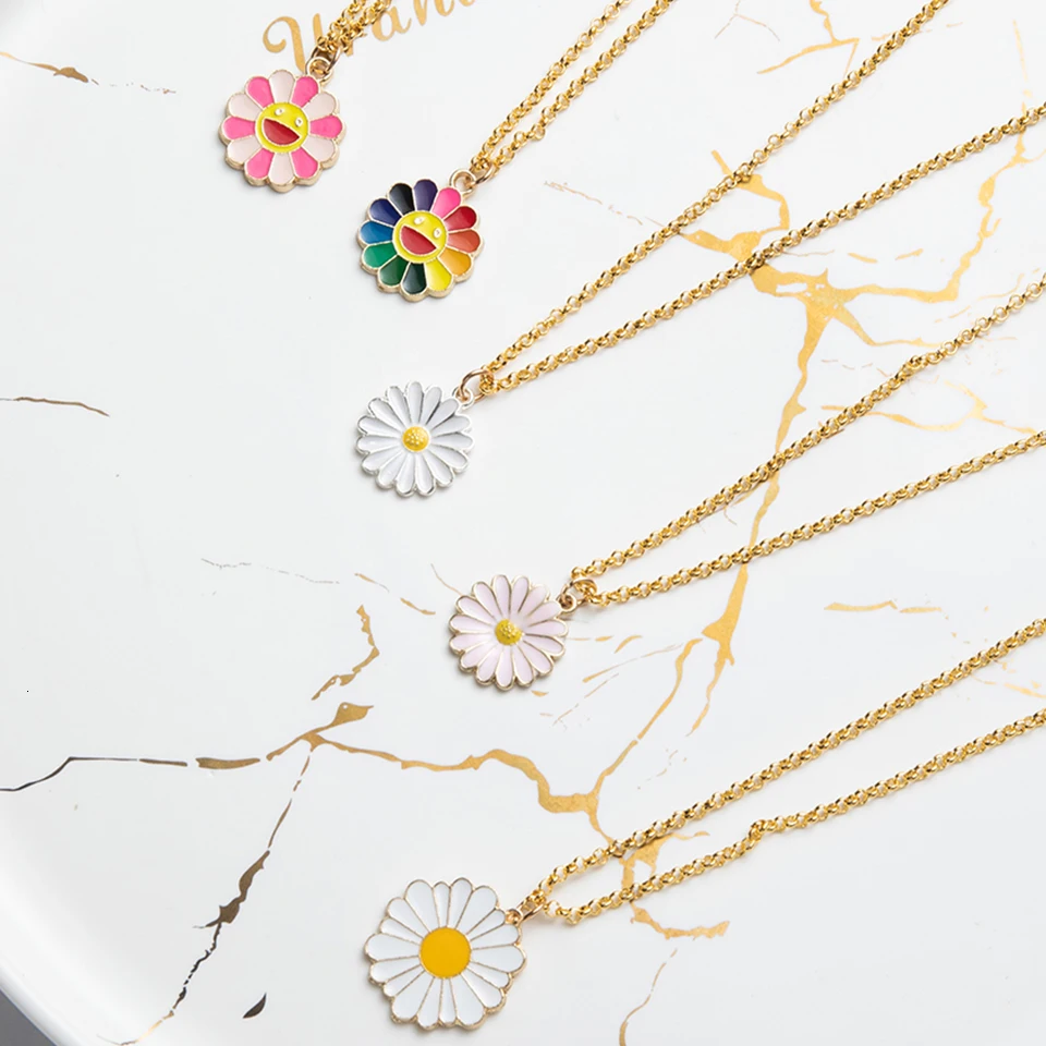 Women Necklace Cartoon Fruit Flowers Cat Sea Star Choker Necklaces&Pendants For Girls Children Gold Chain Fashion Jewelry Gifts (106)