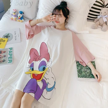 

Loose nightdress large size loose female summer пижама cotton plus fertilizer plus size fat mm cartoon pregnant women can wear