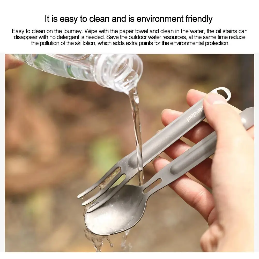 2pcs Outdoor Sport Military Tableware Picnic Cutlery Utensils Ultralight Titanium Alloy Fork Spoon Set For Travel Camping Hiking