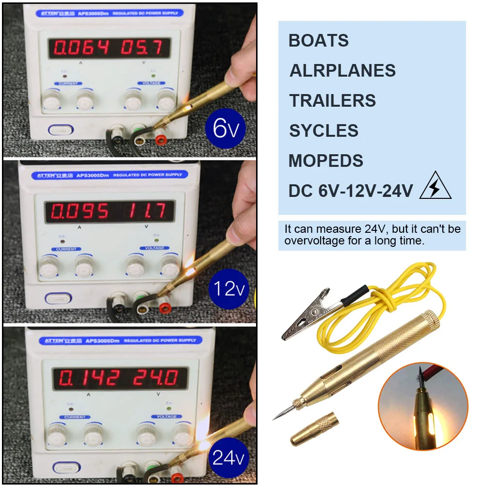 DC 6V 12V 24V Car Circuit Tester Pen Auto Circuit Voltage Test Lamp Probe Light System Test Probe Lamp For Car Truck Motorcycle circuit tester circuit detector car light tester probe pen tester voltage test pen