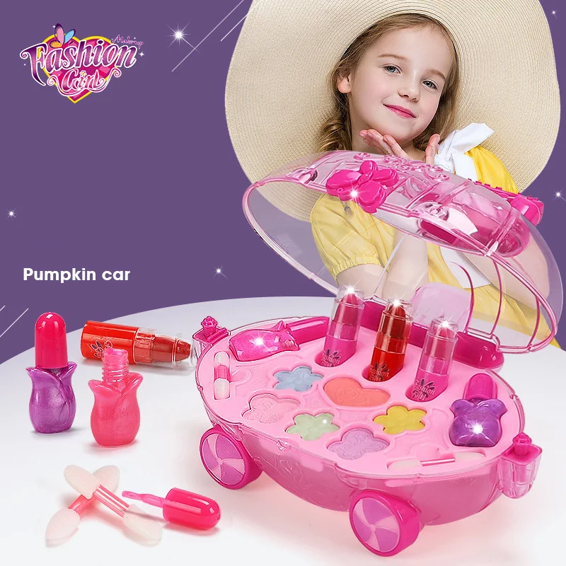 Las chicas maquillaje princesa niños cosméticos conjunto seguro lavable Set de maquillaje para niños princesa belleza juguetes para juego de imitación para niña