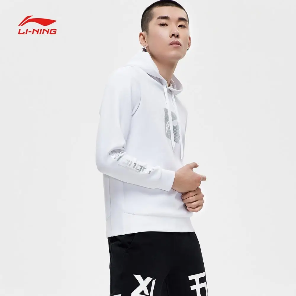 Li-Ning мужская тренировочная толстовка с капюшоном, обычная посадка, 92% полиэстер, 8% спандекс, комфортный спортивный свитер с подкладкой из интерлока, AWDN983 MWW1514