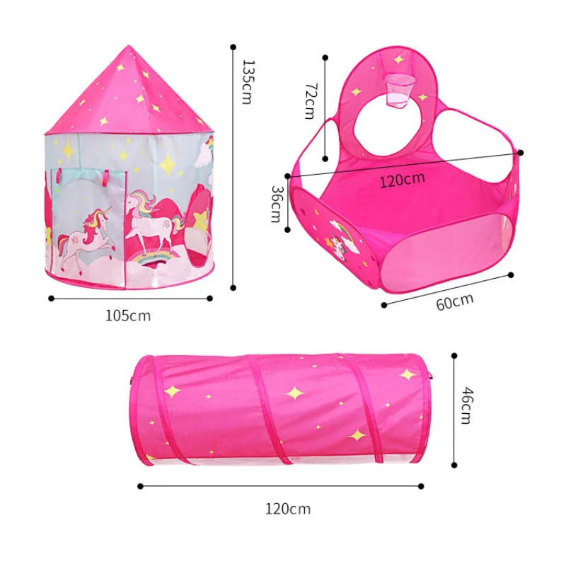 Children Tent Unicorn Three-Piece Playhouse Portable Tent Folding Girl Indoor Ocean Ball Pool kids Outdoor Play Tent Baby Gift 6 Children Tent Unicorn Three-Piece Playhouse Portable Tent Folding Girl Indoor Ocean Ball Pool kids Outdoor Play Tent Baby Gift 6
