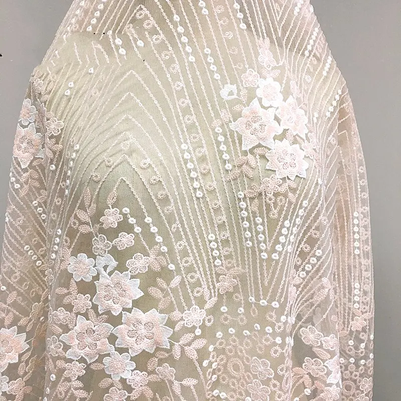 GLace 1Y/лот Розовая вышивка с блестками кружевной Блеск Ткань для платья diy ручной работы декоративная ткань аксессуары TX1412