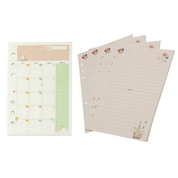 

2x A5 Cute Colorful Diary Refills Spiral Notebook Replace Color Core Loose Leaf(Monthly Plan&Line)