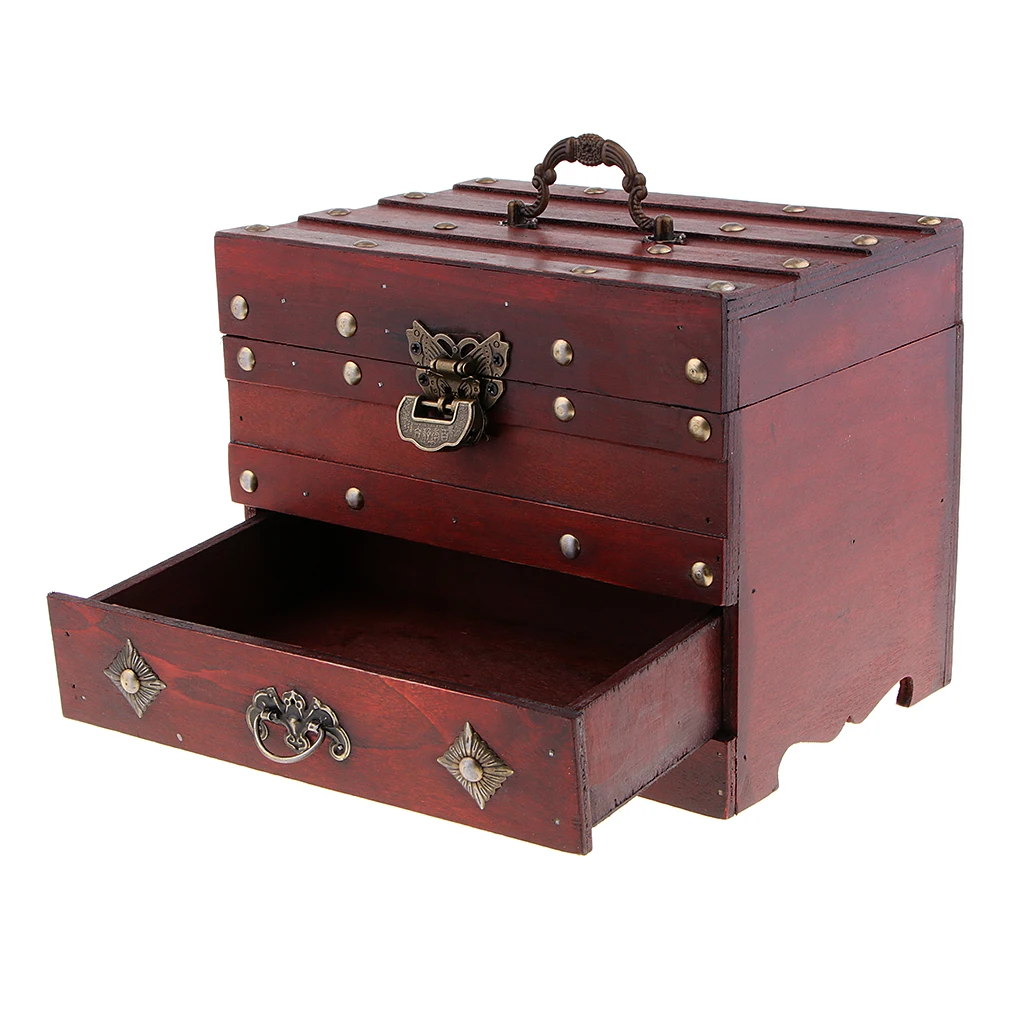 

Vintage Wooden Jewelry Box Storage Display Stand Decorative Case