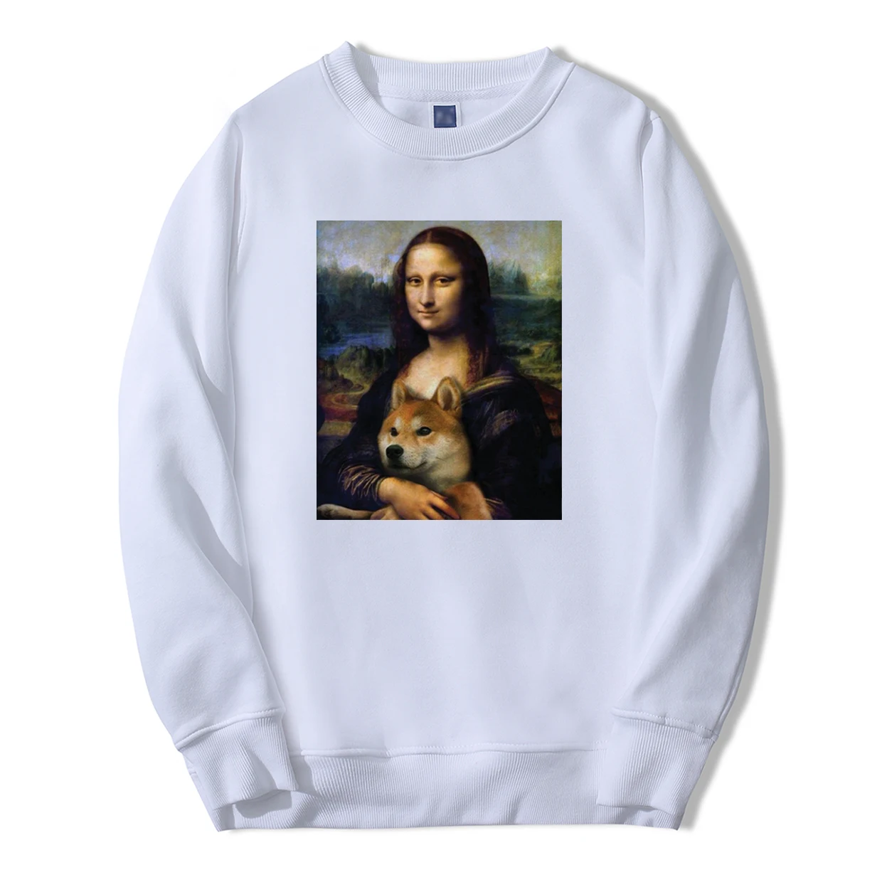 Осень-зима, мужские толстовки с капюшоном Mona Lisa shiba Inu Doge, спортивный костюм, модные мужские флисовые повседневные теплые толстовки в стиле хип-хоп с животными - Цвет: White 6