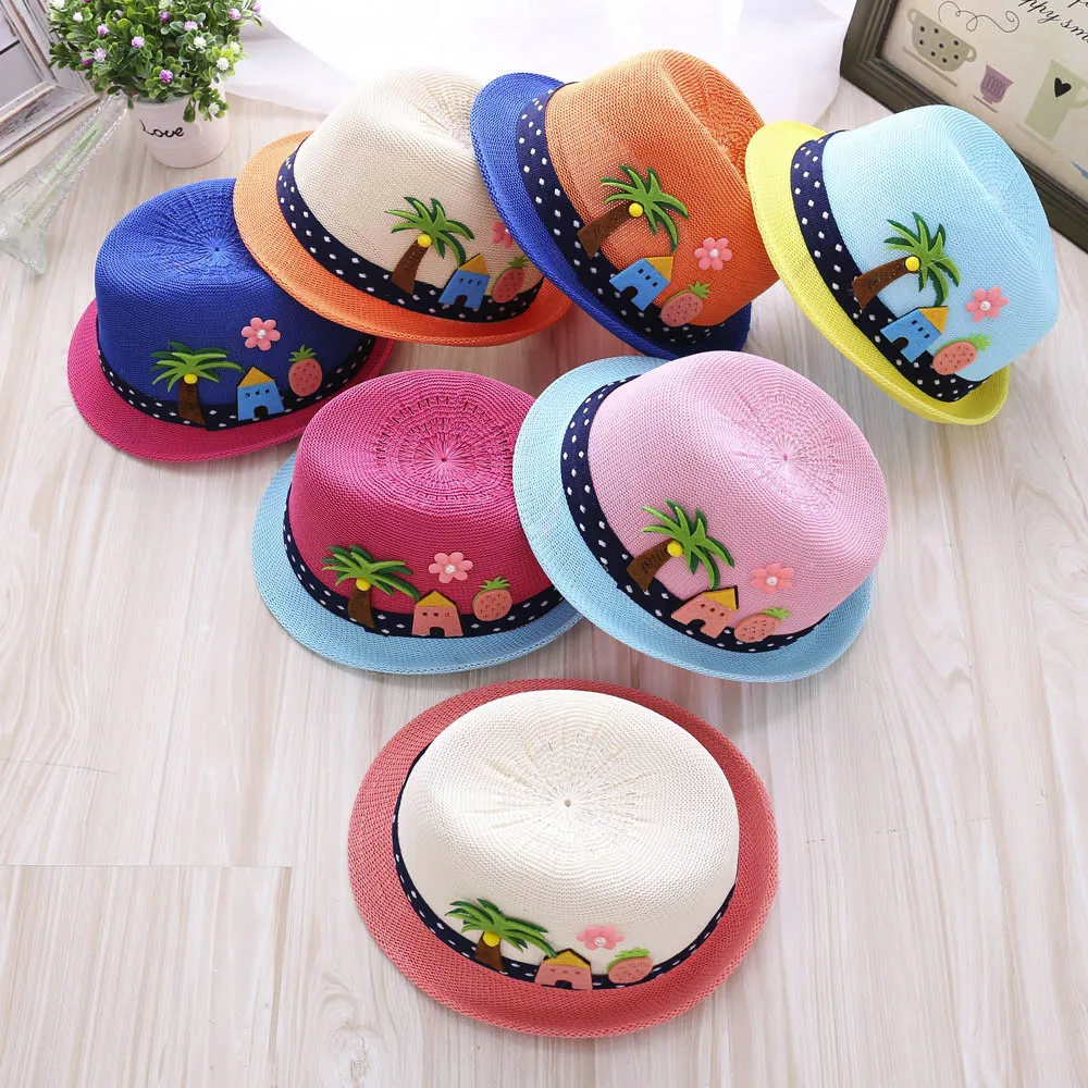 Boys and girls jazz hat embroidered coconut tree Toddler Infant Sun Cap Outdoor Baby Girls/Boys Hat Jazz Cap For Baby 