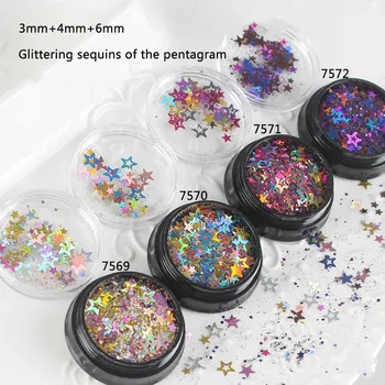 

Star Hollow Sequin Glitter Mix in Festive Color Iridescent Sprinkles Rainbow Confetti Flakes Bling Bling Embellishment Resin Art