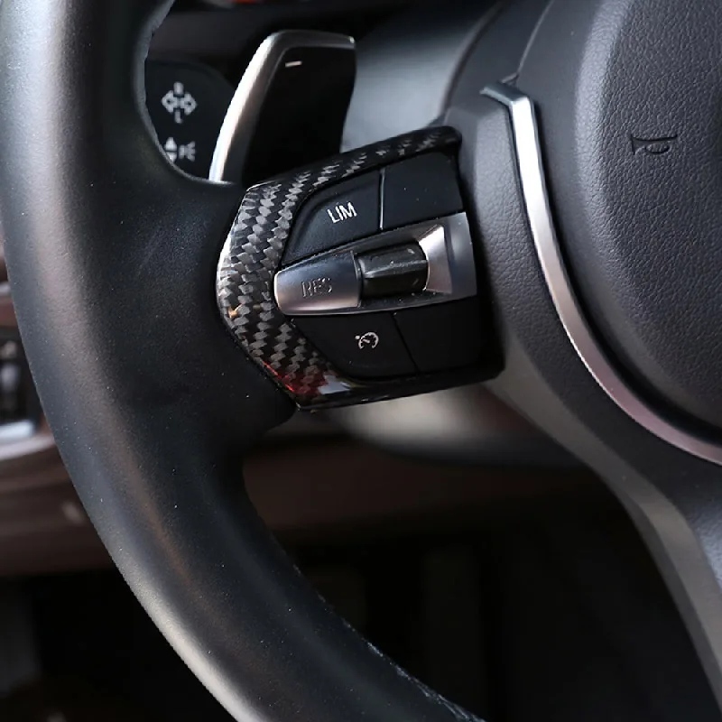 Real Carbon Fiber 100%Car Steering Wheel Button Frame Trim For BMW F20 F22 F21 F30 F32 F33 F36 F06 F12 F13 X5 F15 X6 F16 M-Sport