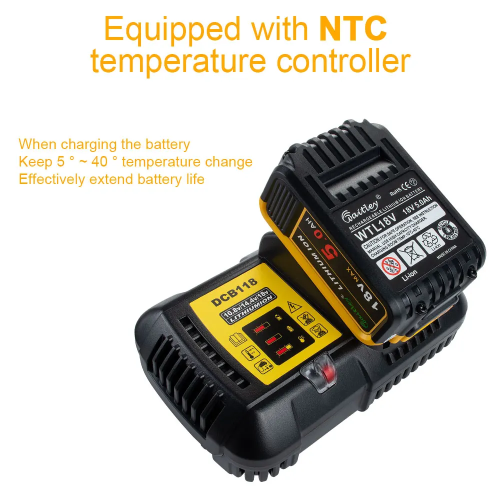 Carregador de Bateria Substituição para Dewalt Waitley Li-ion Ferramenta Carregamento Rápido 4.5a 10.8v 14.4v 18v 20v ue Plug Dcb200 140 105 Dcb118 - Image 4