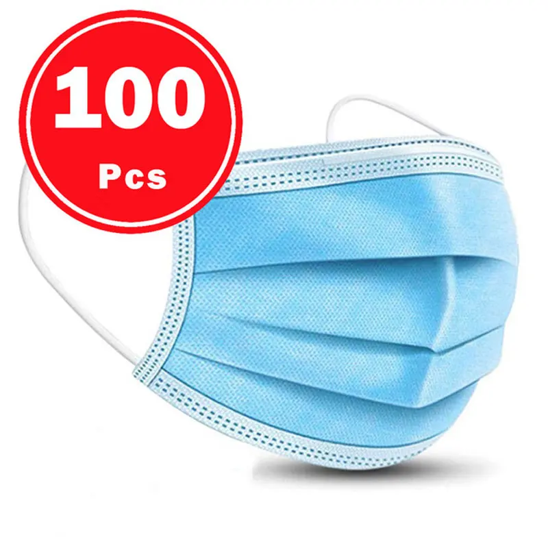 

Face Mask 100 Pcs Protection Masks Personal Care Disposable Prevent Anti Dust Filter Safety Mouth Mask Three-layer Masks