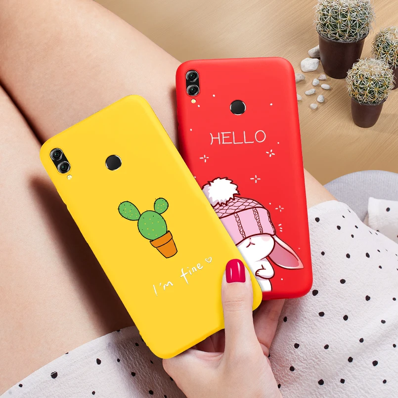 Cute Case For Huawei Honor 8x Silicone Cover 3D Animal Relief Shockproof Bumper 9 10 Lite Y6 Y9 2019 |