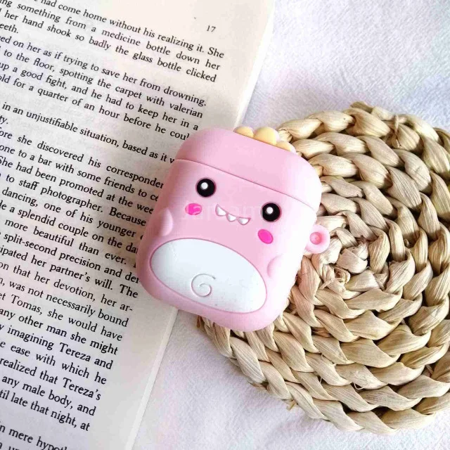 Cartoon For airpods case Silicone Cover For airpods Case Cute Earphone 3D Headphone case Protective PinkLittledinosaur