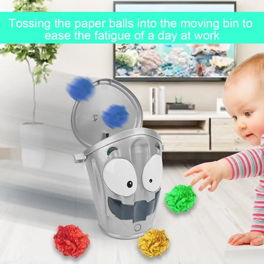 Крытый Электрический Crazy Moving мусорный бак бегущий мусорный бак бумажные игрушки забавная декомпрессионная игрушка шутка игрушка для детей