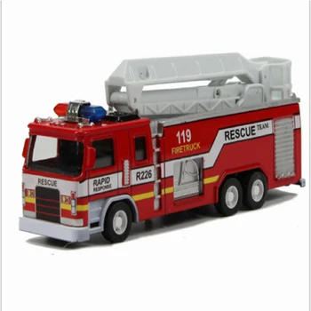 

1:32 With LED Light Sound Simulation Mold Engineering Vehicle Kids Gift Pull Back Musical Fire Truck Ambulance Alloy Toy Car