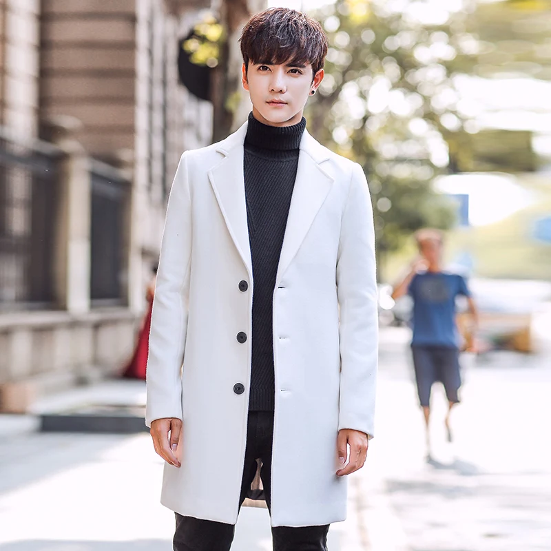 Шерстяное мужское пальто, шерстяное пальто, зима-осень, Мужское пальто, модная брендовая одежда, теплое шерстяное пальто на подкладке для мужчин, 5XL - Цвет: Бежевый