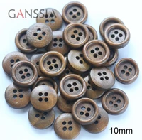 50pcs/lot Size:10mm-25mm Natural Dark Brown Wooden Buttons 4-holes Wood Button for Suit Coat Sleeve Sewing(SS-1031) 2