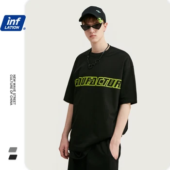 

INFLATION 205G Boys Tops Tees Cotton o-neck Hip Hop Short Sleeve Men T shirt Hip Hop Streetwear Print Oversized T shirt 1059S20
