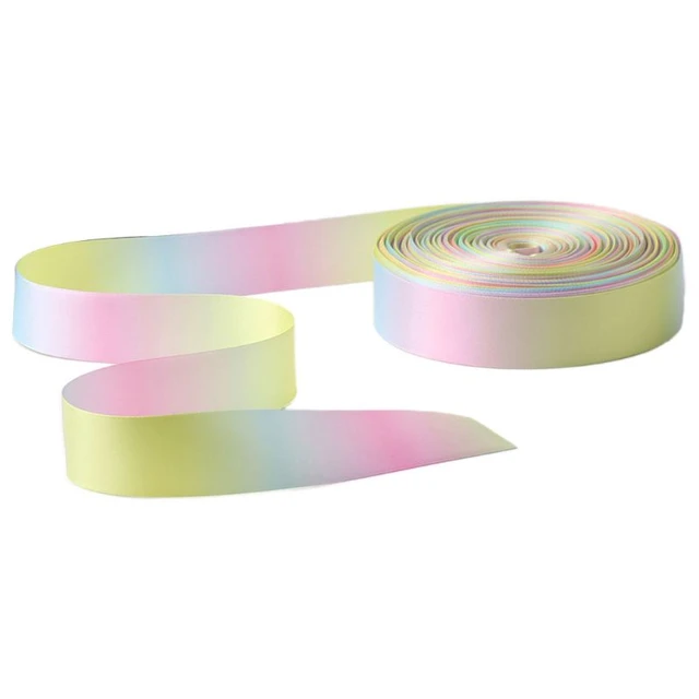 Light Rainbow Colorful Gradient Double Sided Satin Ribbon for Hair