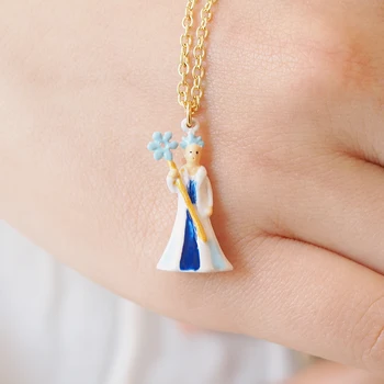 

Wand of fairy tales with snow and ice queen snowflakes necklace
